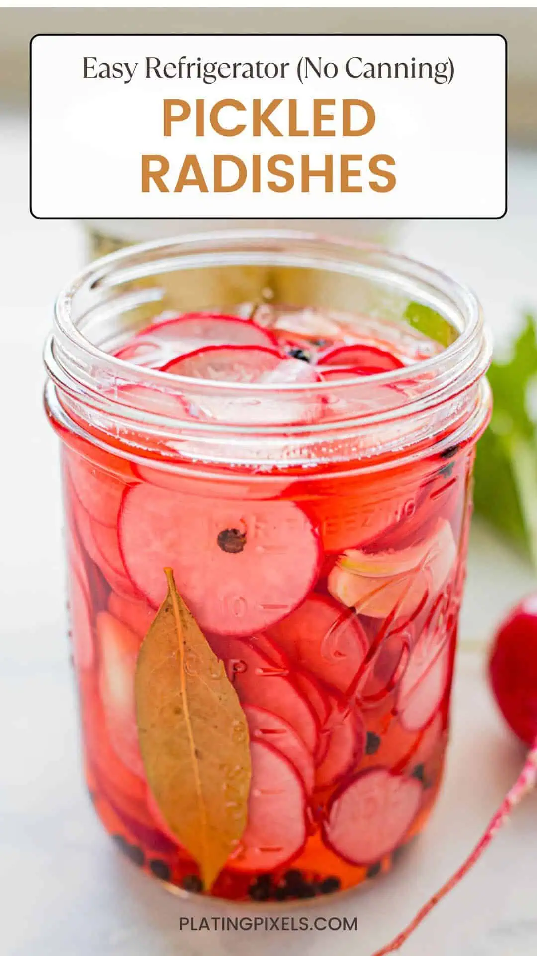 Refrigerated Pickled Radishes Pinterest image