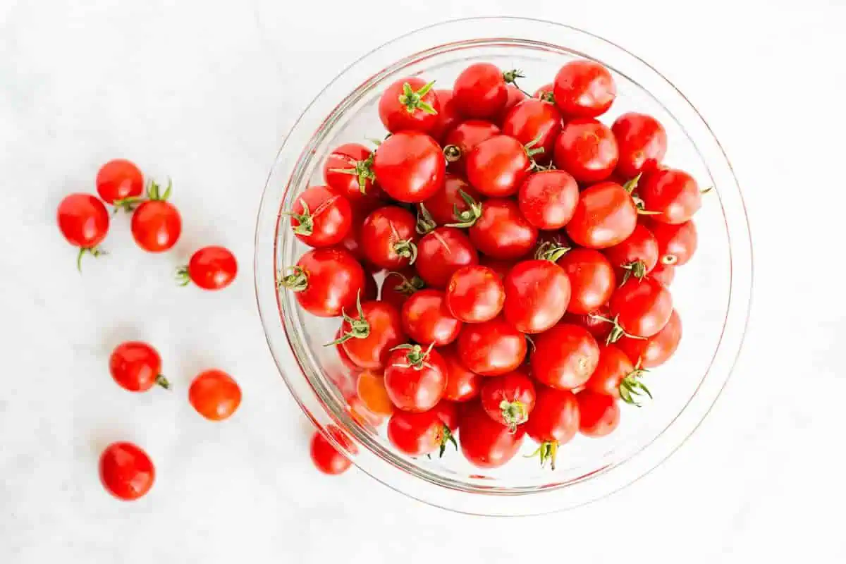 Bowl of homegrown cherry tomatoes
