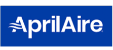 AprilAire logo with white text on a blue background; the “A” features three wavy lines suggesting airflow—perfect for spaces where you Plumb it, Heat it, or Cool it.