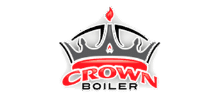 Logo featuring a gray and black crown with a red jewel, the word "CROWN" in red and "BOILER" in black below, all set against a black background. Plumb it, Heat it, Cool it—this logo stands for complete home comfort solutions.