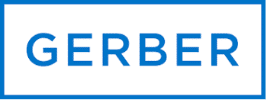 The image shows the word "GERBER" in blue capital letters, centered inside a blue rectangular border on a white background, evoking the reliability to Plumb it, Heat it, Cool it with confidence.