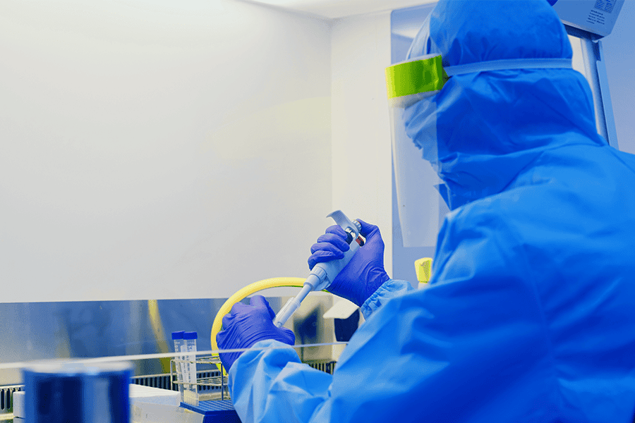 biological safety cabinet with operator