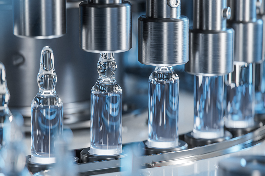 vials in filling line