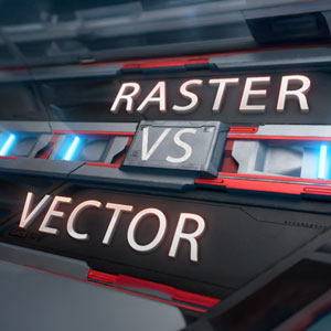 Text graphic displaying 'Raster vs Vector' in a stylized design.