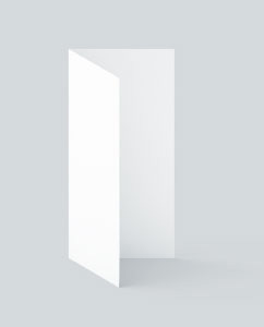A blank bi-fold brochure mockup displayed on a light gray background.