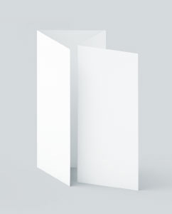 A blank double parallel fold brochure with two panels on each side, displayed upright.