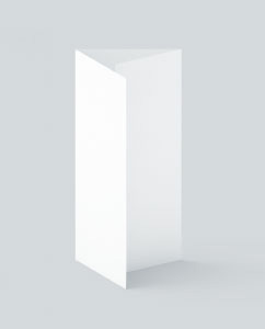 Blank tri-fold brochure displayed against a light gray background.