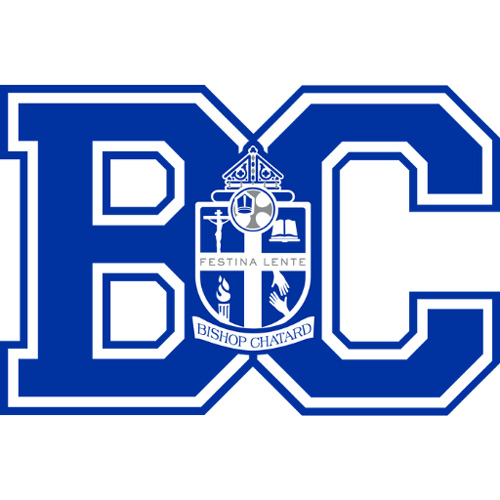 Bishop Chatard Trojans logo featuring blue letters 'BC' and a shield with various symbols.