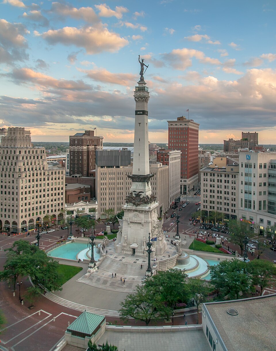 Monument Circle in downtown Indianapolis, Indiana