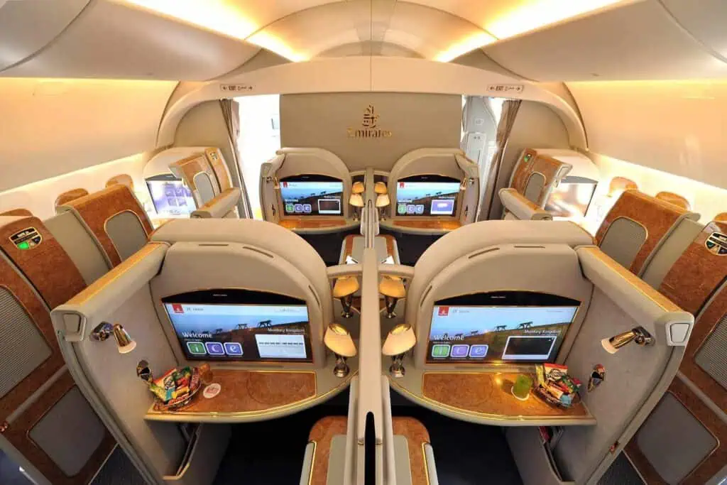 International luxury travel first class vs private jet
