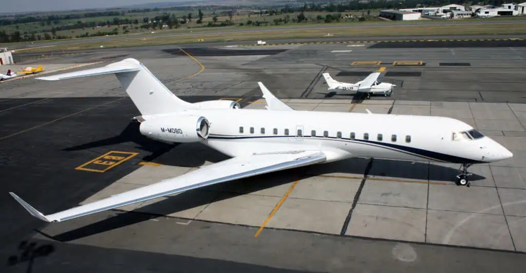 Bombardier Global 6000 ultra-long-range business jet on airport tarmac