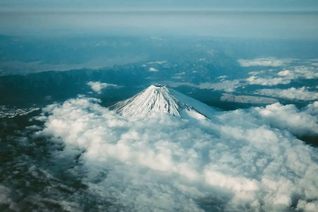 mount fuji scenery aerial view five lakes
