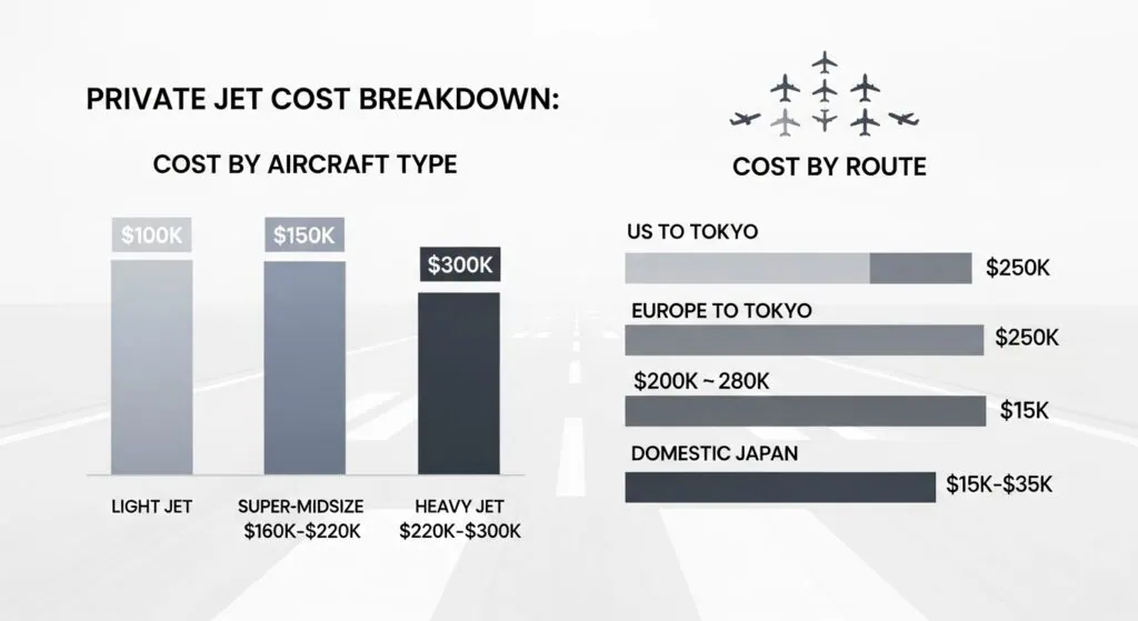 Private jet cost japan breakdown by aircraft type and route Image 