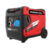 Mitropower PM5500i inverter generator schuin vooraanzicht met zicht op aansluitingen en trekkoord