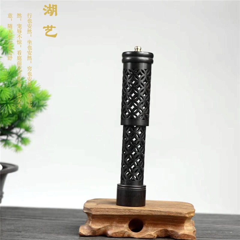 墨香黑檀木銅錢鏤空立式香爐| 墨香黑檀木銅錢鏤空立式線香爐