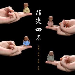 指尖四不迷你小和尚茶寵禪意擺件