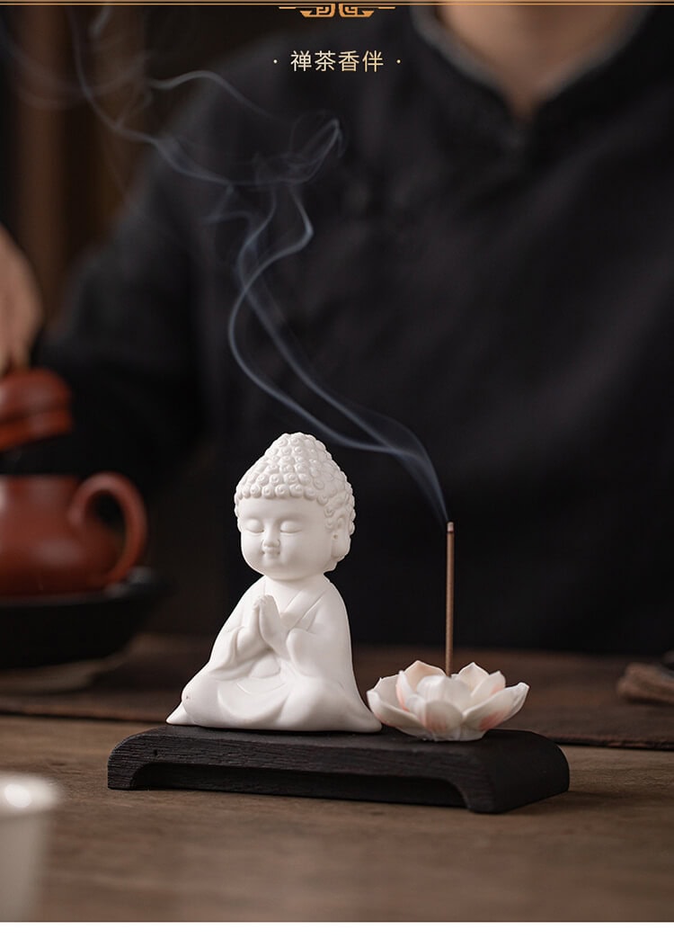 靜心》禪意白瓷如來線香爐佛像茶寵擺件– 普雲閣