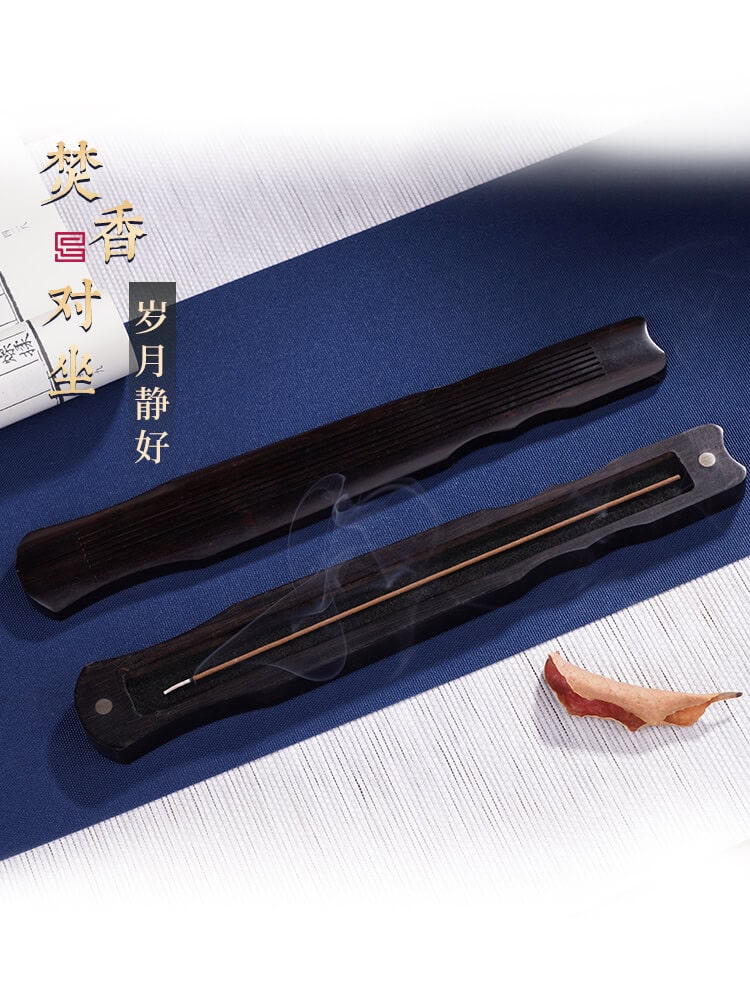 一縷琴煙伏羲古琴臥香爐進口黑檀香薰爐：圖片 4