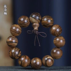 禪檀花奇楠手串虎斑紋佛珠文玩飾品
