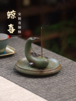 鯨喜仿古青銅釉陶瓷線香插鯨魚國風香座