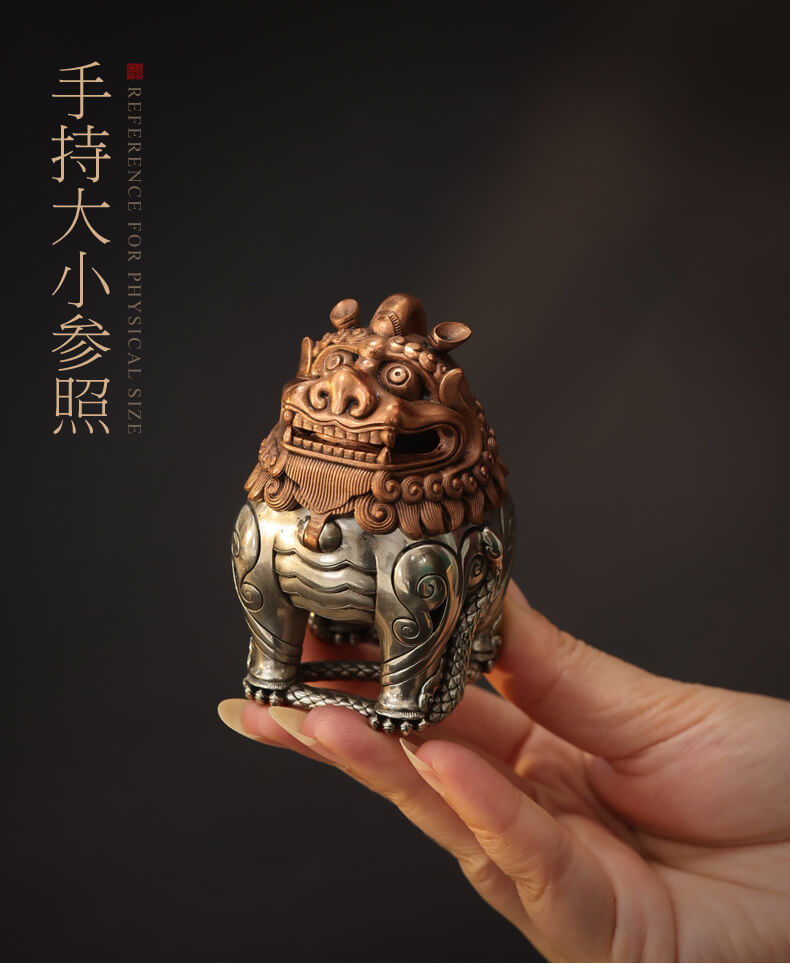 天祿純銅小號白銅瑞獸擺件熏香爐– 普雲閣