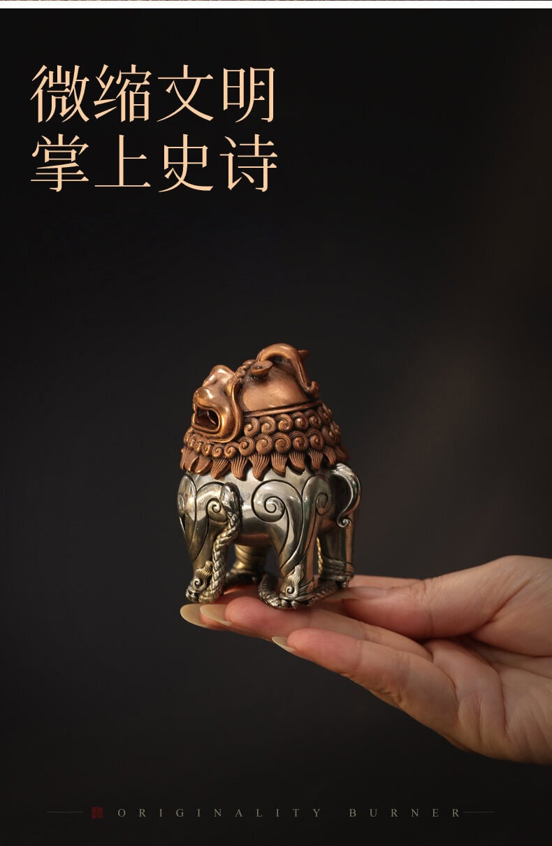 天祿純銅小號白銅瑞獸擺件熏香爐– 普雲閣