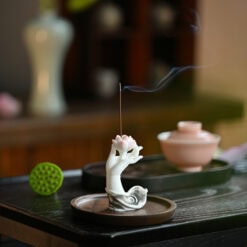 佛曰陶瓷蓮花佛手香爐禪意茶台擺件
