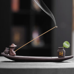 願者上鉤老翁垂釣陶瓷香插線香爐茶道家用擺件