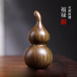 福祿平安綠檀木雕刻小葫蘆文玩木質手把件