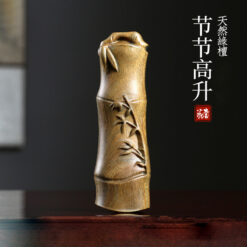 節節高升天然綠檀木雕刻竹節文玩手把件