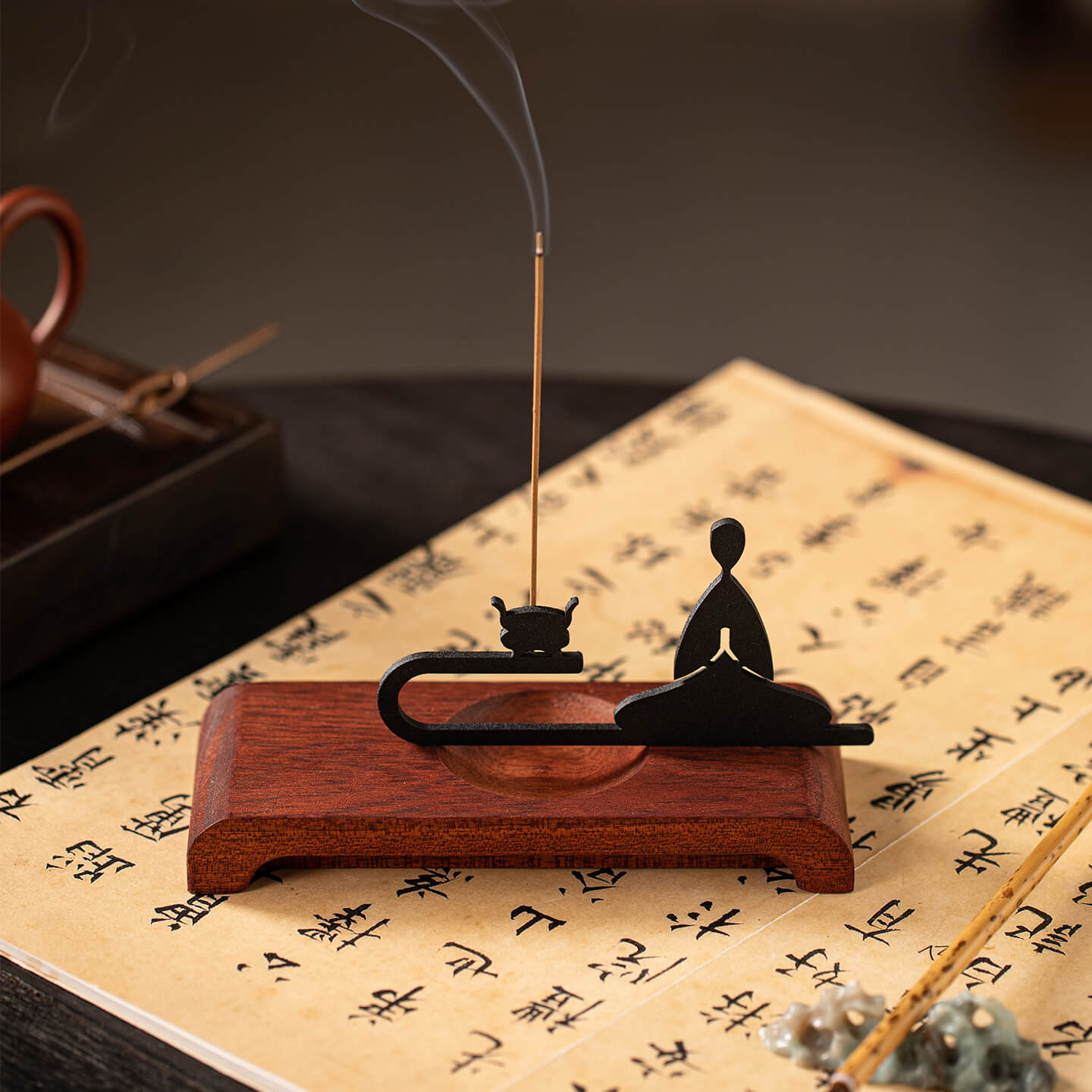 靜心打坐創意禪意小僧線香插香座 – 普雲閣