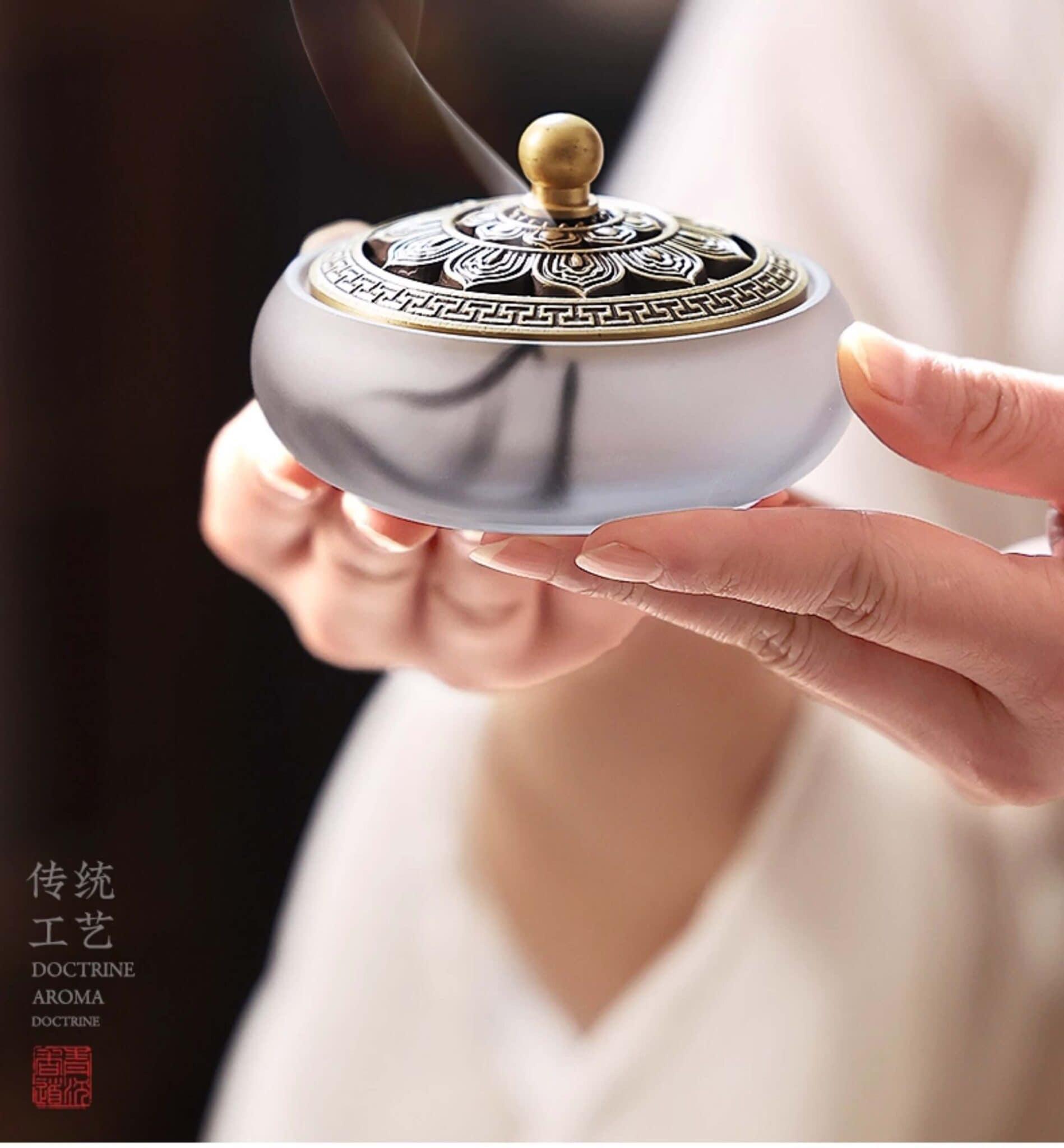煙雨水墨琉璃多用香爐線香盤香爐– 普雲閣