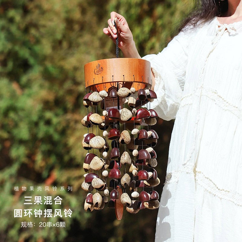 平靜心靈天然植物果殼圓環風鈴療愈手搖鈴音樂器：圖片 3