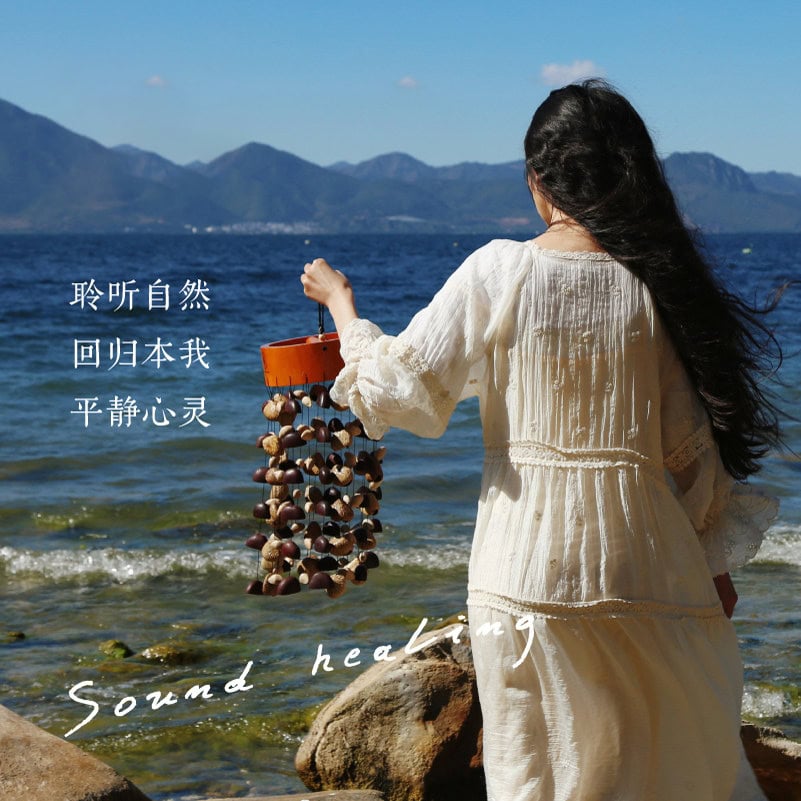 平靜心靈天然植物果殼圓環風鈴療愈手搖鈴音樂器：圖片 4
