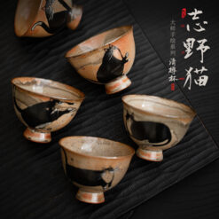 野貓清樽杯日式手工復古陶瓷功夫茶杯