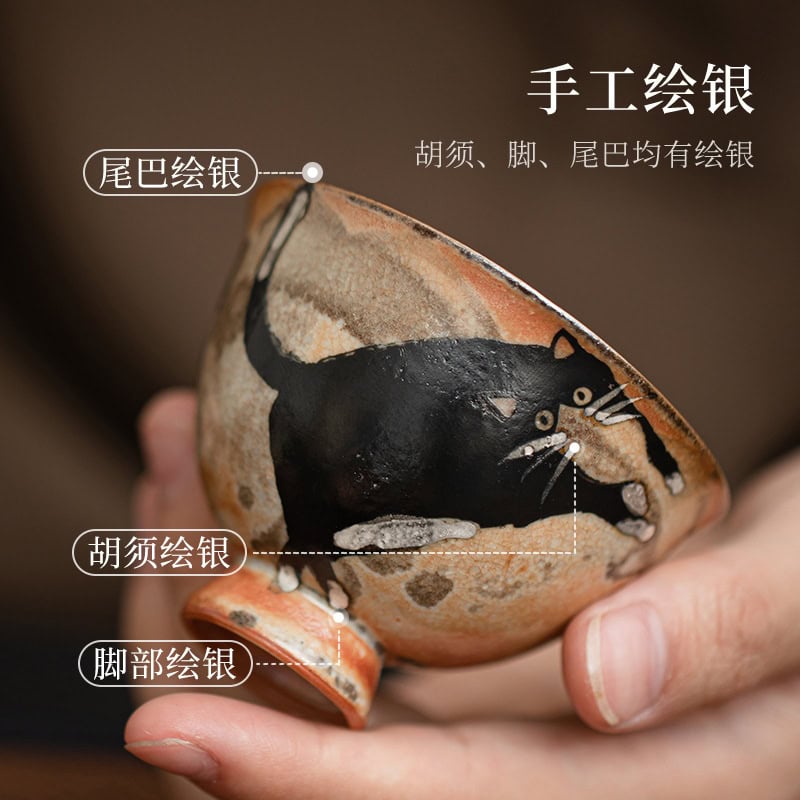 野貓清樽杯日式手工復古陶瓷功夫茶杯：圖片 4