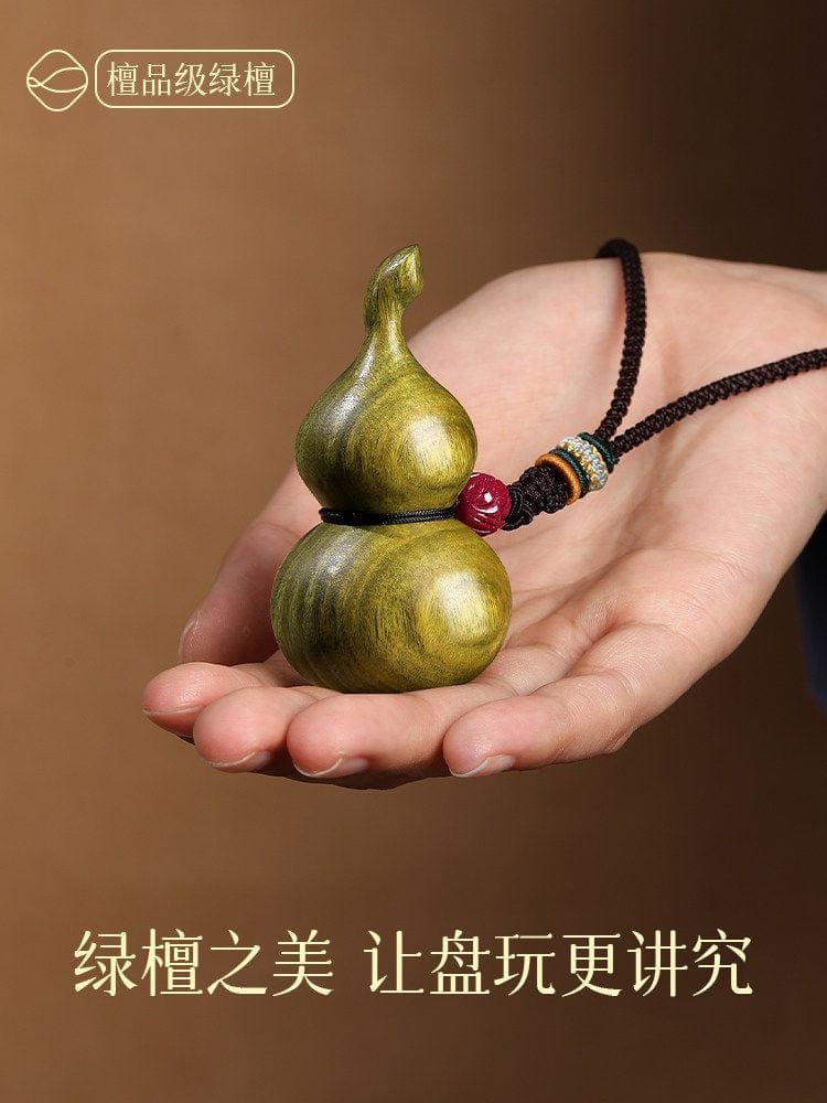 福祿天然綠檀木葫蘆隨身手把件：圖片 4