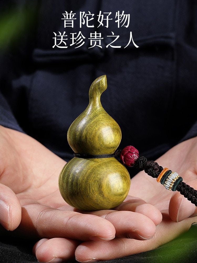 福祿天然綠檀木葫蘆隨身手把件：圖片 5