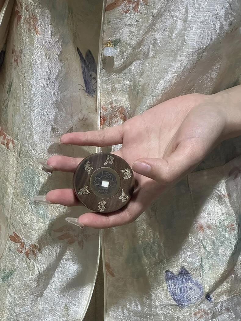 綠檀紫檀拼接轉轉手把件