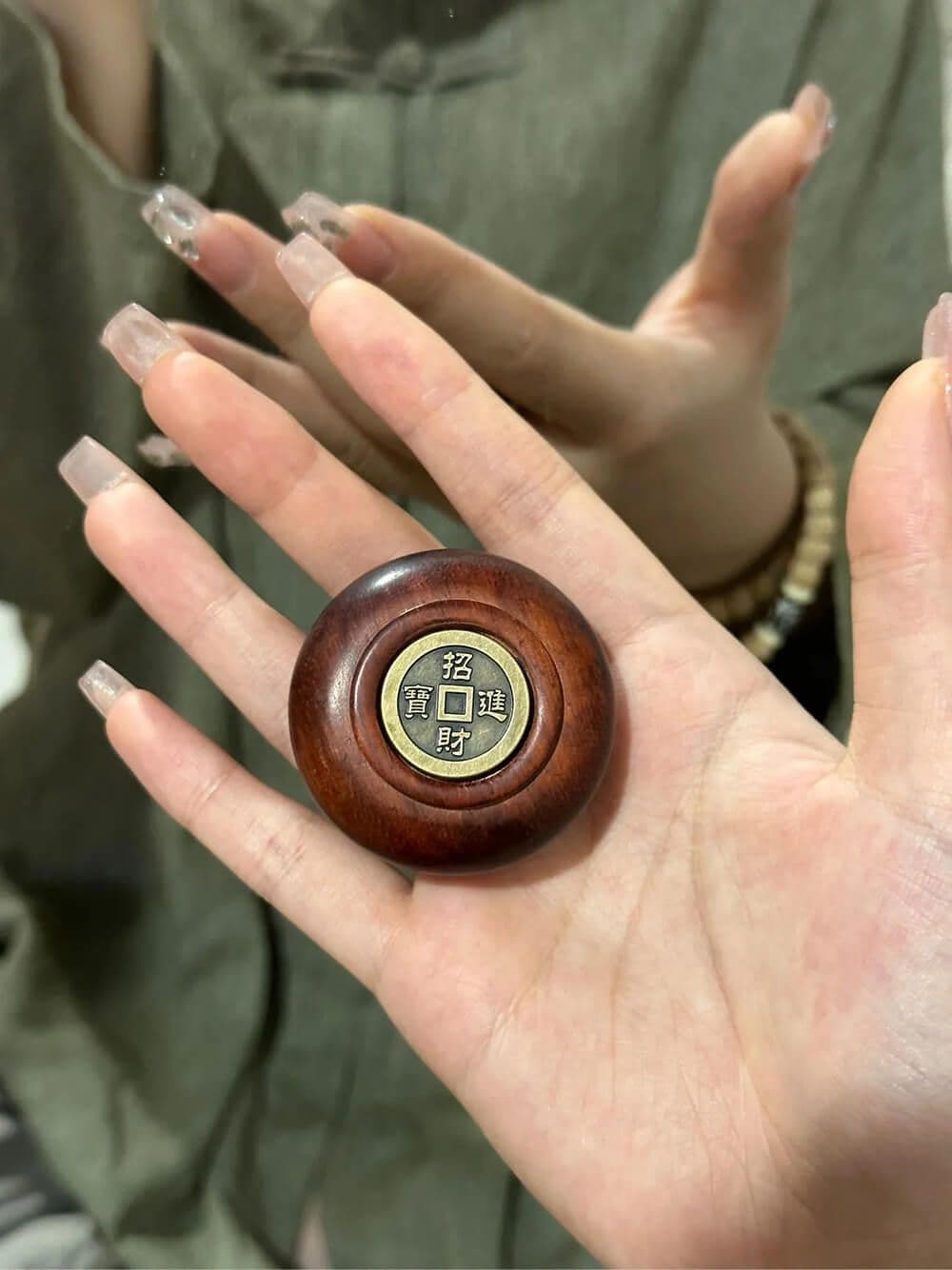 犀牛角紫檀聚寶盆轉轉手把件：圖片 2