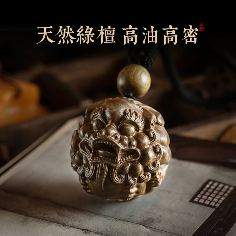 天然綠檀木貔貅木雕文玩解壓隨身把玩：圖片 3