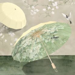 16骨國風彩膠太陽傘女防曬防紫外線遮陽傘