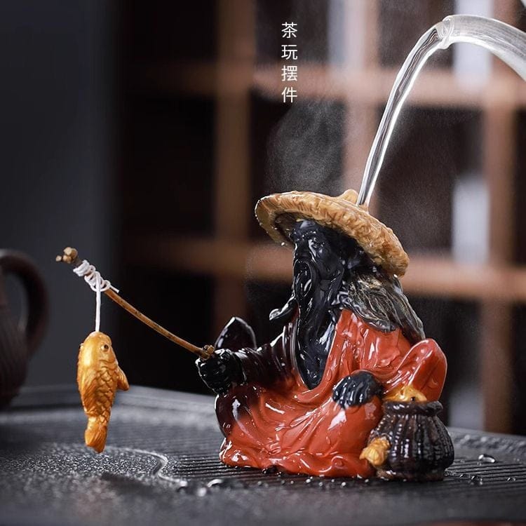 願者上鉤魚翁變色茶寵擺件裝飾品