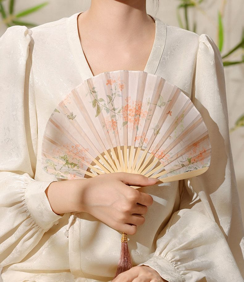 原創古風貝殼扇六寸新中式旗袍古典折扇