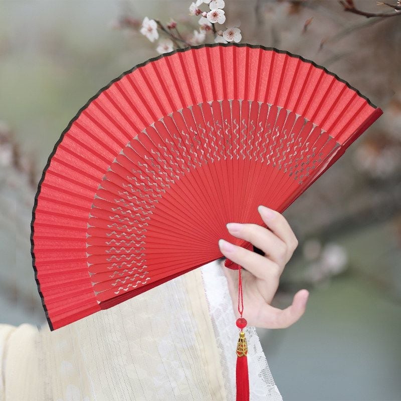 古典折扇國風馬面裙便攜漢服隨身折疊扇：圖片 2