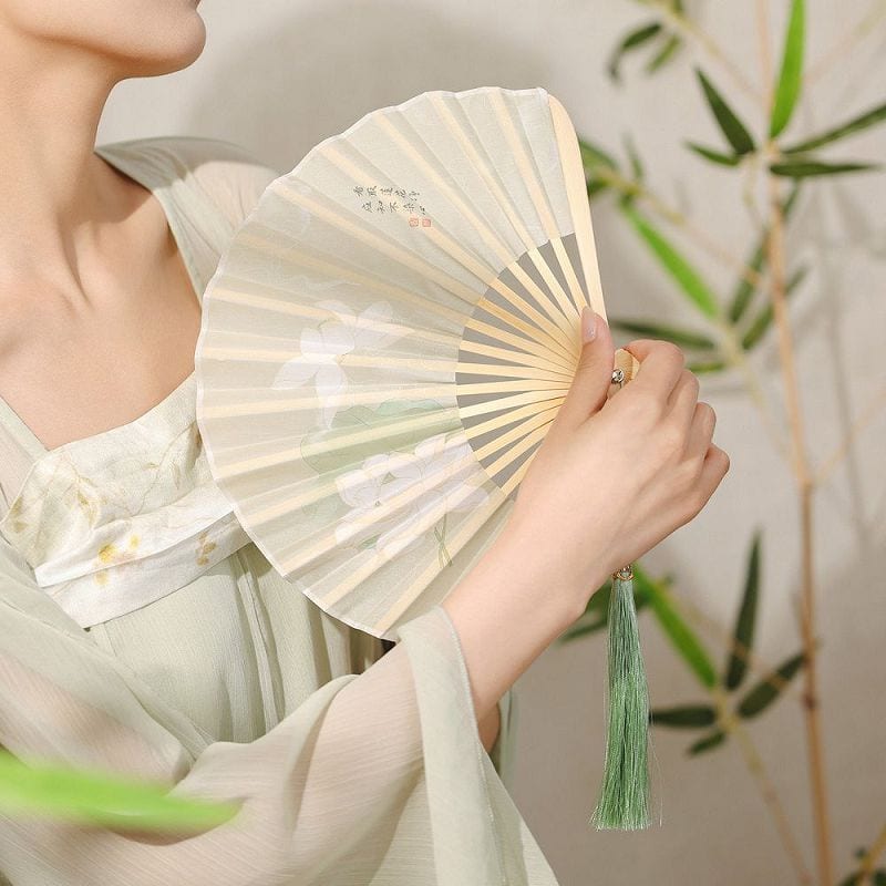 新中式貝殼扇竹骨折扇古風刀扇隨身便攜扇：圖片 3