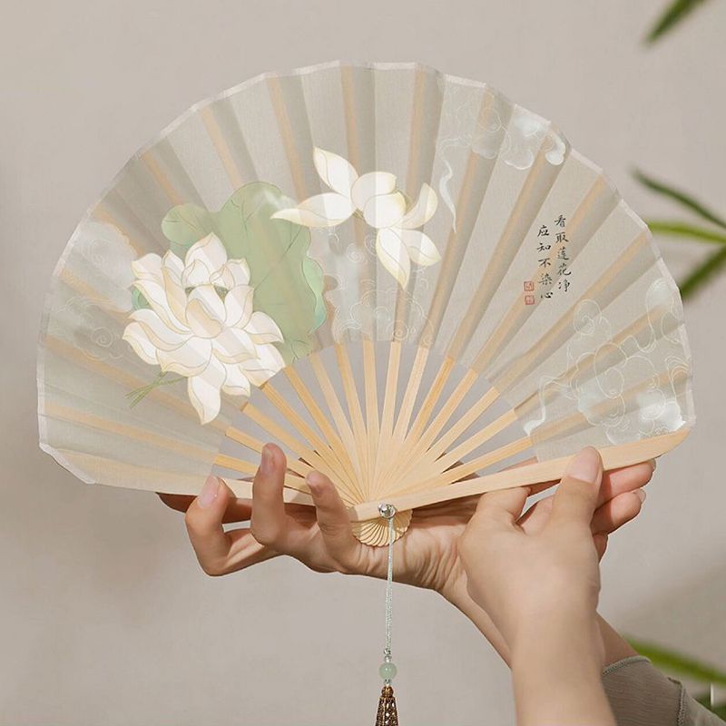 新中式貝殼扇竹骨折扇古風刀扇隨身便攜扇：圖片 6