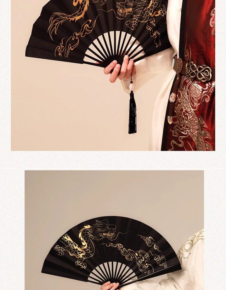 霸氣古風折扇便攜式男女款燙金扇子