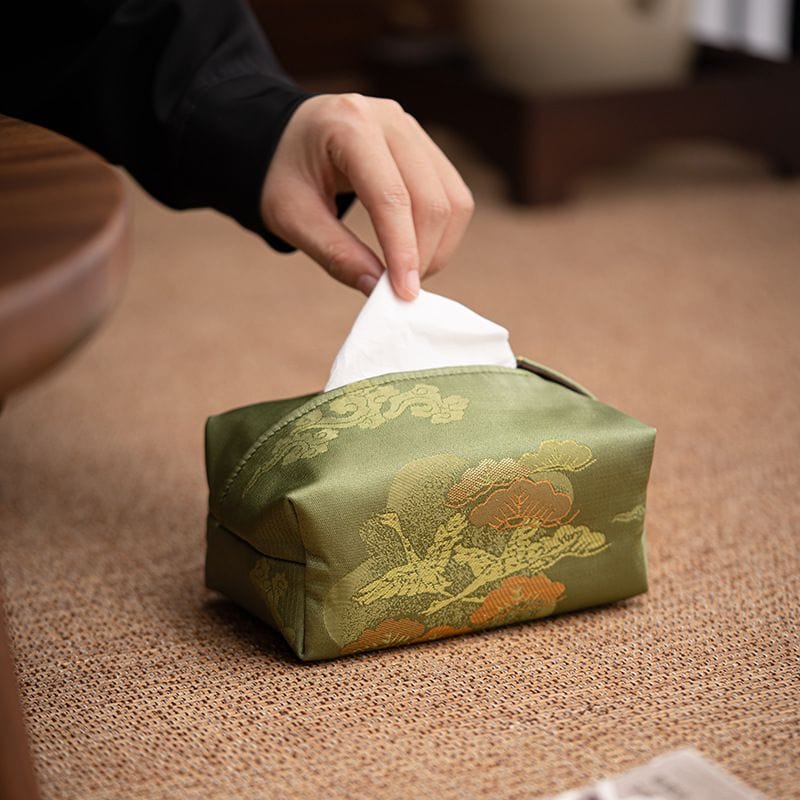 拾光錦緞紙巾包織錦雲松布藝抽紙盒茶席防塵收納袋