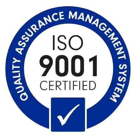 ISO 9001 certified quality assurance badge for risk management and compliance.